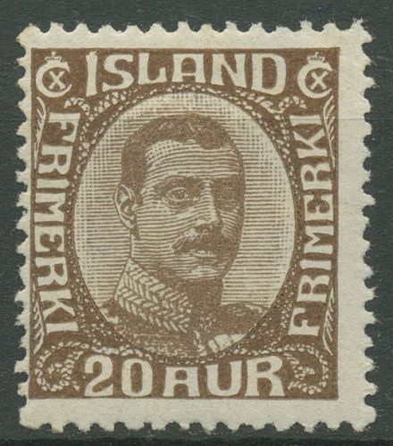 Island 1922 König Christian X. im Oval 101 mit Falz
