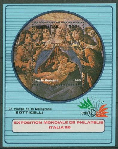Burkina Faso 1985 ITALIA Gemälde von Botticelli Block 119 postfrisch (C42727)