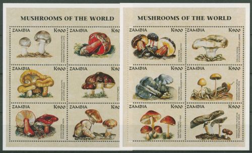 Sambia 1998 Pilze Kleinbogen 844/55 K postfrisch (C42732)