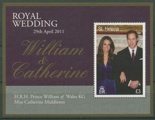 St. Helena 2011 Hochzeit Prinz Willian C. Middleton Block 55 postfrisch (C42734)