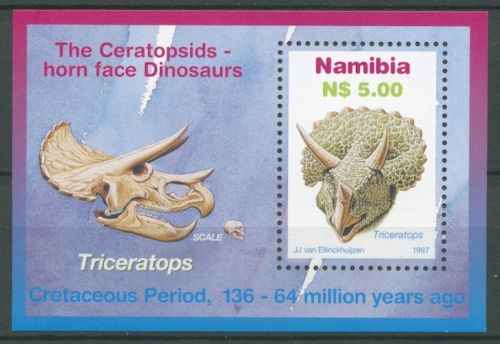 Namibia 1997 Dinosaurier Triceratops Block 29 postfrisch (C25031)