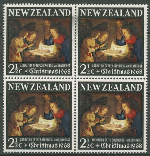 Neuseeland 1968 Weihnachten Heilige Familie 491 Viererblock postfrisch (C42738)