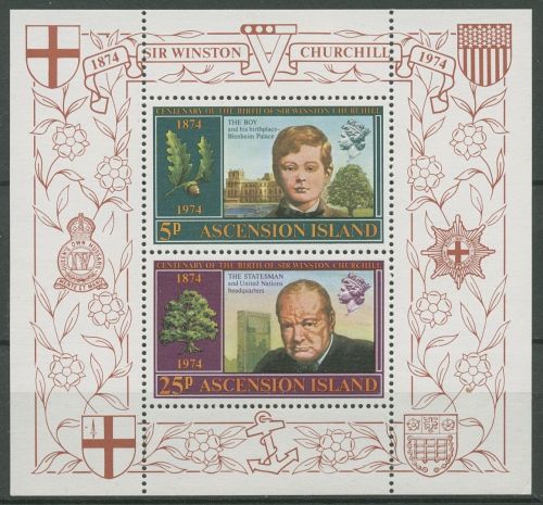 Ascension 1974 100. Geburtstag von Winston Churchill Block 7 postfrisch (C29366)