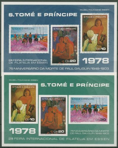 Sao Tomé und Principe 1978 Gemälde von Gauguin Block 15/16 postfrisch (C42753)