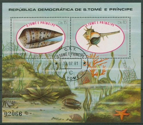 Sao Tomé und Príncipe 1981 Meeresschnecken Block 56 gestempelt (C42759)