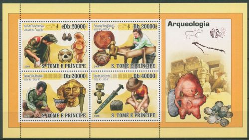 Sao Tomé und Príncipe 2008 Archäologie Steinzeit 3672/75 K postfrisch (C42774)