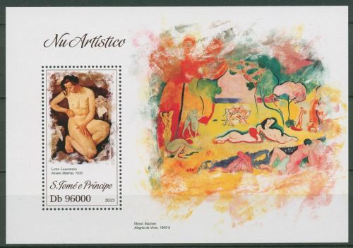 Sao Tomé und Príncipe 2013 Aktgemälde Laserstein Block 906 postfrisch (C42778)