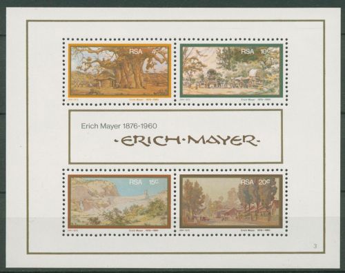 Südafrika 1976 Gemälde von Erich Mayer Landschaften Block 4 postfrisch (C42779)