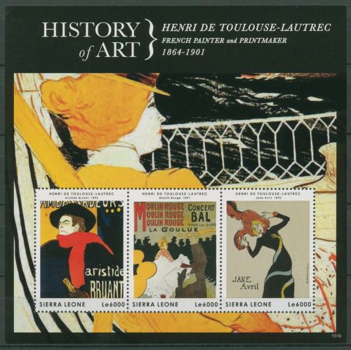 Sierra Leone 2013 Gemälde von Toulouse-Lautrec 5770/72 K postfrisch (C42815)