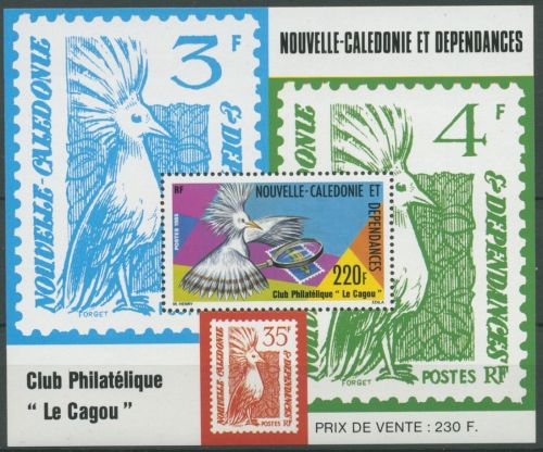 Neukaledonien 1985 Vögel Kagu Philatelistenverein Block 7 postfrisch (C8627)
