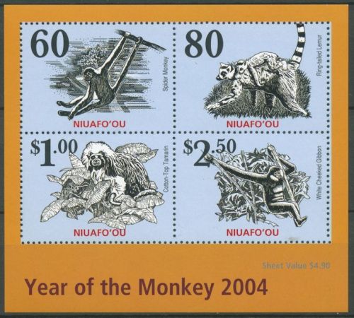 Niuafo'ou 2004 Chinesisches Neujahr Jahr des Affen Block 38 postfrisch (C26755)
