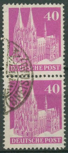 Bizone 1948 Bauten mit enger Zähnung 90 b IV WA eg senkrechtes Paar gestempelt