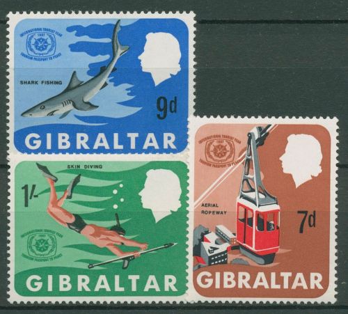 Gibraltar 1967 Jahr des Tourismus Seilbahn Haifisch Taucher 202/04 postfrisch