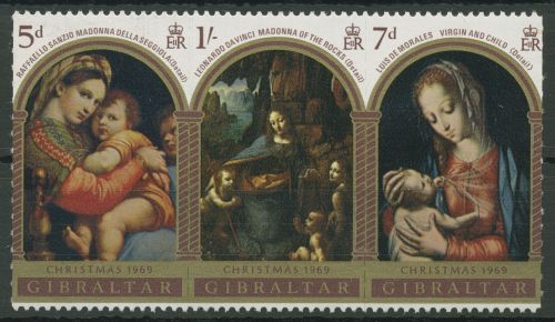 Gibraltar 1969 Weihnachten Gemälde 233/35 ZD postfrisch