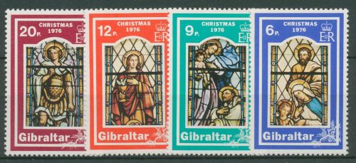 Gibraltar 1976 Weihnachten Buntglasfenster 342/45 postfrisch