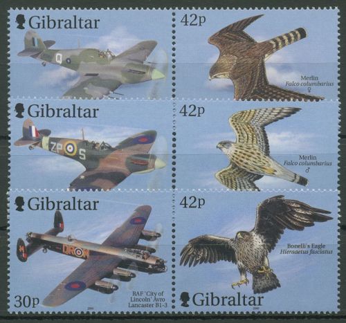 Gibraltar 2000 Kampfflugzeuge und Greifvögel 939/44 ZD postfrisch