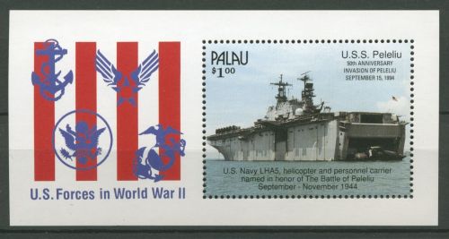 Palau 1994 50 Jahre Landung amerikanischer Truppen Block 32 postfrisch (C21757)