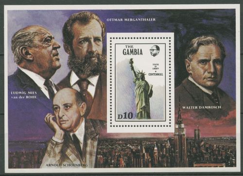 Gambia 1986 100 Jahre Freiheitsstatue New York Block 26 postfrisch (C40728)
