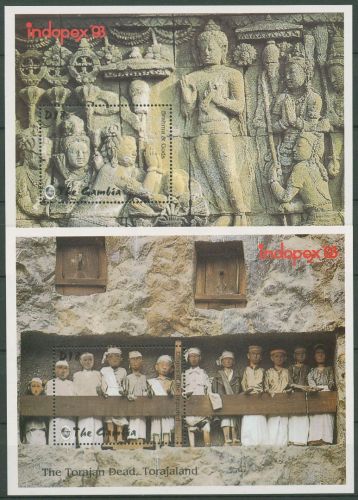 Gambia 1993 INDOPEX Tempelrelief Totenmonument Block 200/01 postfrisch (C42833)