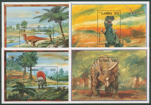 Gambia 1995 Dinosaurier Triceratops Bactrosaurus Block 245/48 postfrisch (C42842)