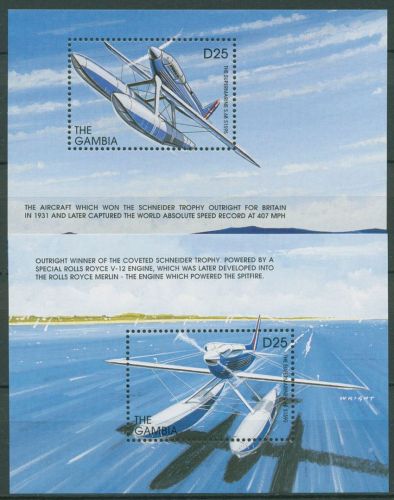 Gambia 1996 Wasserflugzeug Supermarine Block 319/20 postfrisch (C42852)