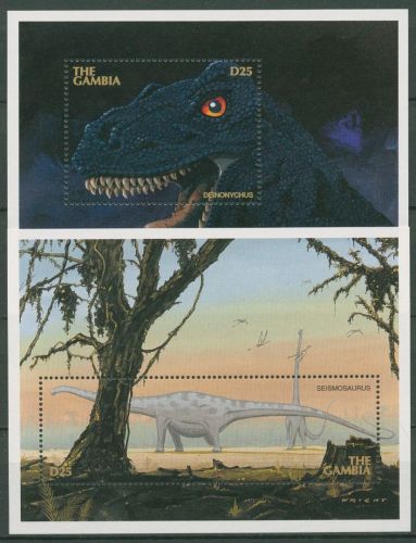 Gambia 1997 Prähistorische Tiere Dinosaurier Block 357/58 postfrisch (C42844)