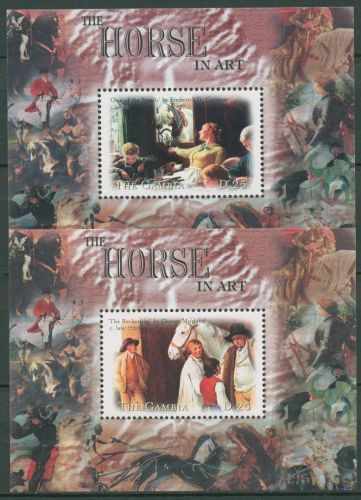 Gambia 2000 Pferdegemälde Block 493/94 postfrisch (C42849)