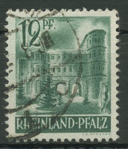 Französische Zone: Rheinland-Pfalz 1947 Porta Nigra Type II, 4 y v II gestempelt