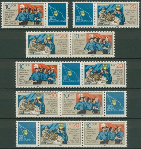 DDR 1981 Parlament der FDJ 2609/10 ZD alle Kombinationen postfrisch (SG31271)