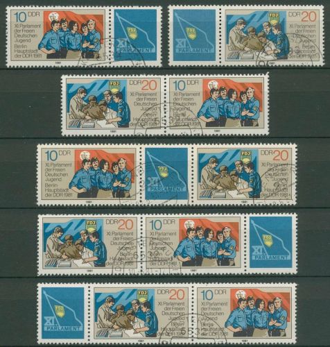 DDR 1981 Parlament der FDJ 2609/10 ZD alle Kombinationen gestempelt (SG31272)