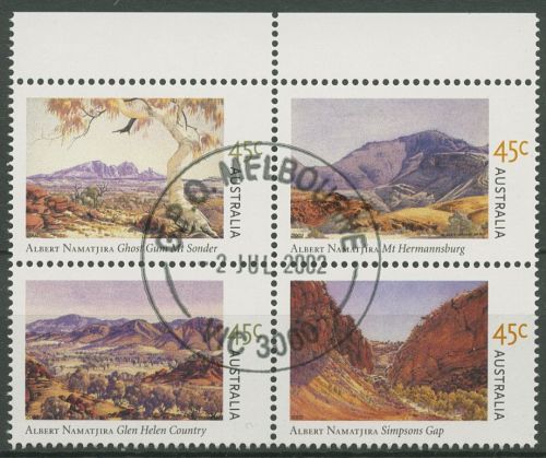 Australien 2002 100. Geburtstag Albert Namatjira Gemälde 2142/45 ZD gestempelt