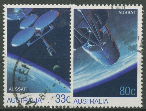 Australien 1986 Nachrichtensatellit AUSSAT 956/57 gestempelt
