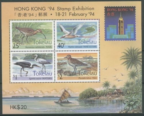 Tokelau 1994 Wasservögel Brachvogel Riffreiher Block 2 postfrisch (C26835)