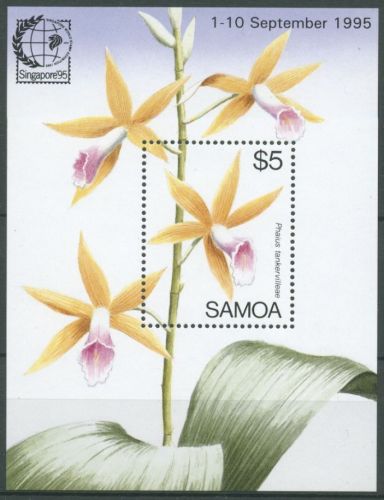 Samoa 1995 SINGAPORE'95 Orchidee Block 54 postfrisch (C26814)