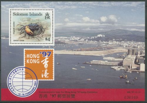 Salomoninseln 1997 HONG KONG'97 Sandkrabbe Block 47 postfrisch (C26795)