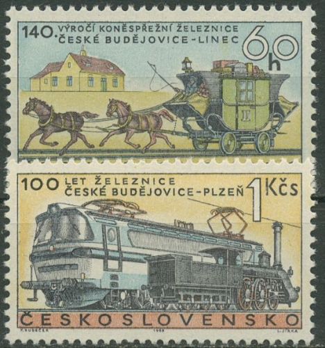 Tschechoslowakei 1968 Pferdebahn Eisenbahn 1806/07 postfrisch