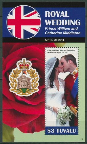 Tuvalu 2011 Hochzeit Prinz William u. C. Middleton Block 169 postfrisch (C42876)