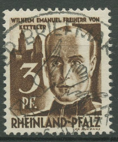 Französische Zone: Rheinland-Pfalz 1947 Ketteler Type II, 2 y v II gestempelt