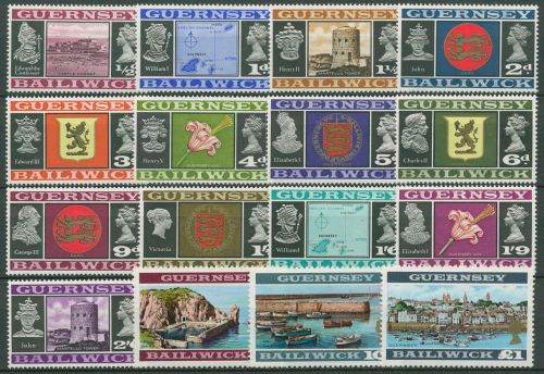 Guernsey 1969 Freimarken Ansichten und Wappen 8/23 postfrisch