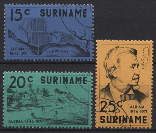 Surinam 1971 125 Jahre Albina-Stiftung 613/615 gestempelt