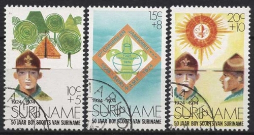 Surinam 1974 50 Jahre Pfadfinderwesen 677/679 gestempelt