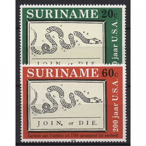 Surinam 1976 200 Jahre Unabhängigkeit USA Schlange Karikatur 736/37 postfrisch