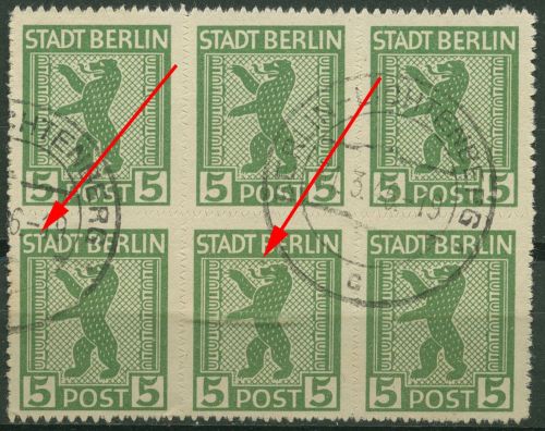 SBZ Berlin & Brandenburg 1945 Freimarke Plattenfehler 1 AB vx III+IV gestempelt