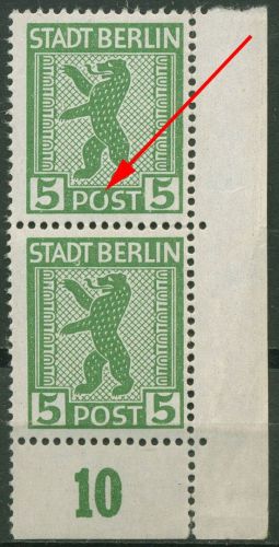 SBZ Berlin & Brandenburg 1945 Freimarke mit Plattenfehler 1 AA uy XII postfrisch