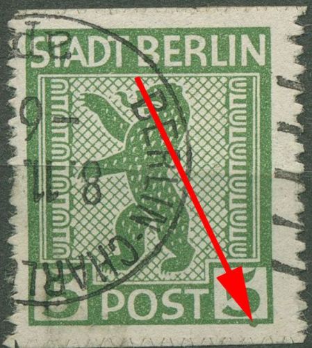 SBZ Berlin & Brandenburg 1945 Freimarke mit Plattenfehler 1 AB vx XIV gestempelt
