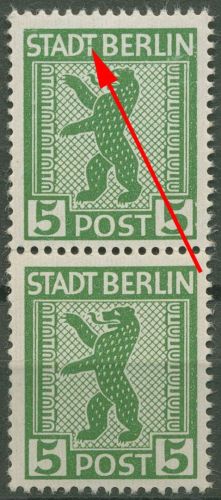 SBZ Berlin & Brandenburg 1945 Freimarke m. Plattenfehler 1 AA uy XXII postfrisch