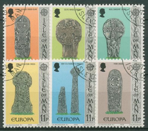 Isle of Man 1978 Europa CEPT Baudenkmäler Grabsteine 122/27 gestempelt