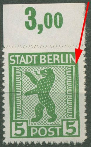 SBZ Berlin & Brandenburg 1945 Freimarke mit Plattenfehler 1 AB ux f 6 postfrisch