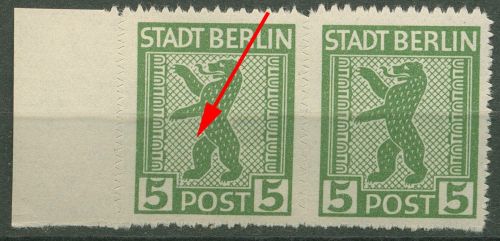 SBZ Berlin & Brandenburg 1945 Freimarke Plattenfehler 1 AB vx f 11 A postfrisch