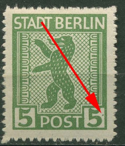 SBZ Berlin & Brandenburg 1945 Freimarke m. Plattenfehler 1 AB vx f 19 postfrisch